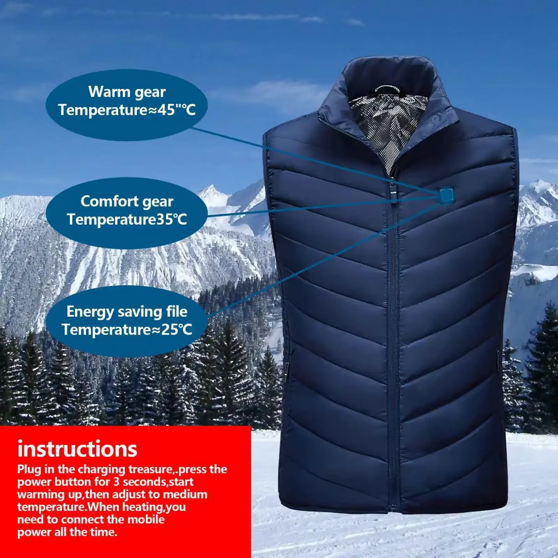 Heated Vest 5V - Blue